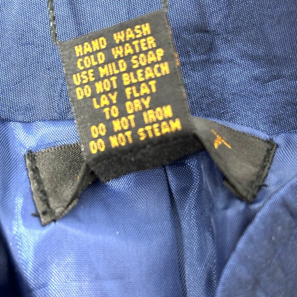 Jerry T  Royal Blue Iridescent  Coat w/  Ruffle and loose pleating Size - Picture 9 of 12